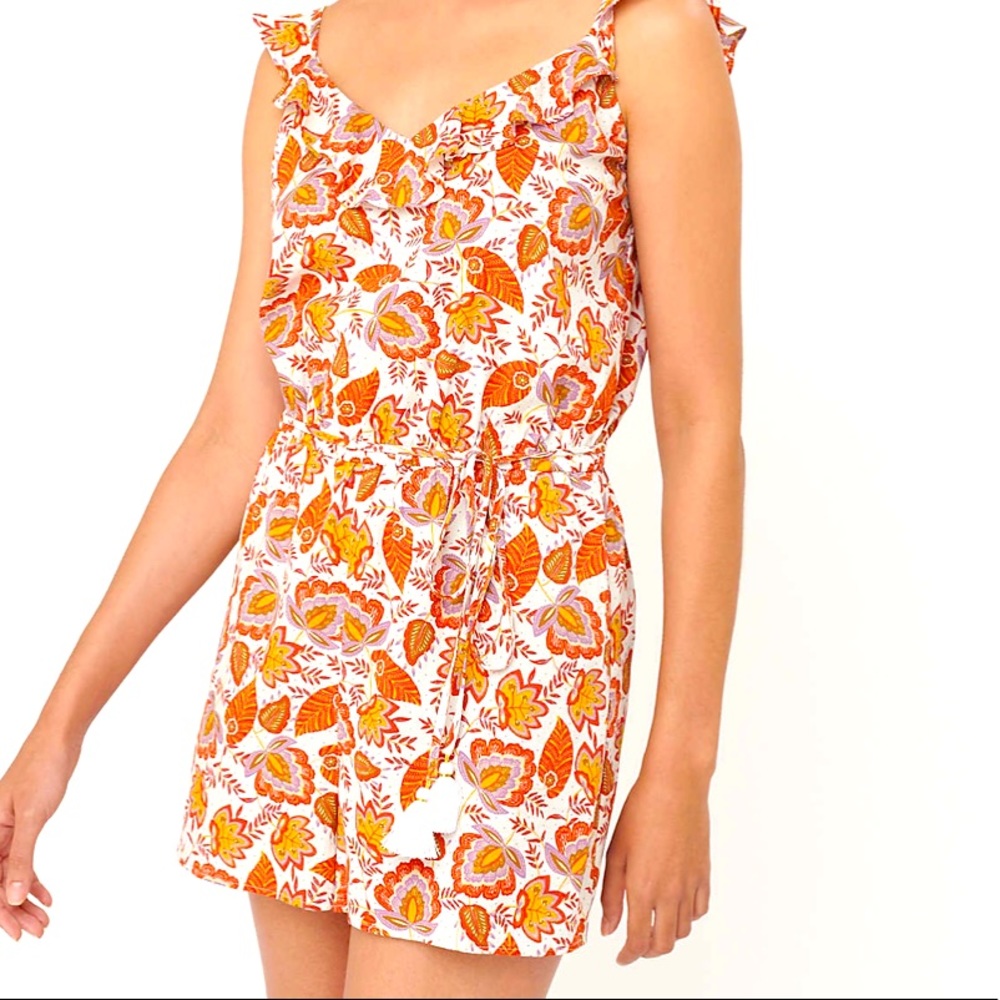 LOFT Beach Floral Flutter Romper